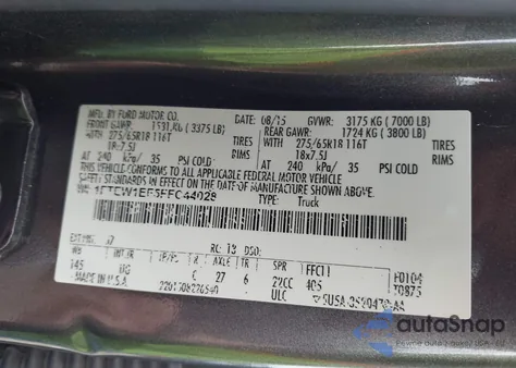 2015 Ford F-150 Xlt from USA, damaged, VIN 1FTEW1EF5FFC44028